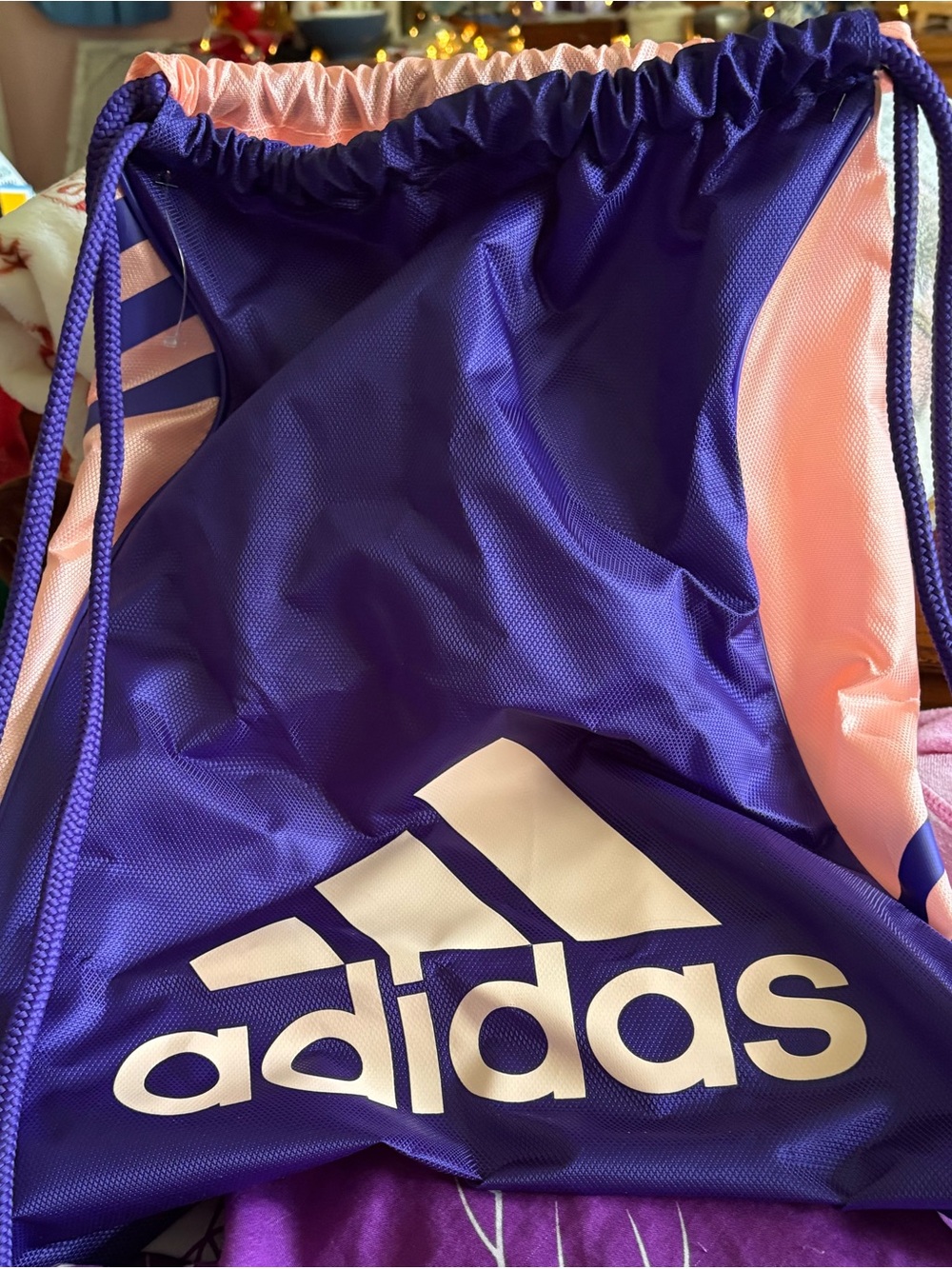 adidas Purple and Pink Drawstring Sports Sack